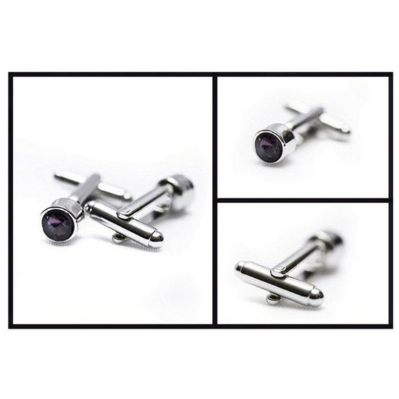 Classic Men's Lavender Dot Cufflinks - Picture 6 of 6